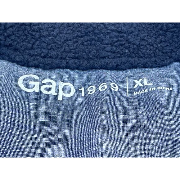 Gap 1969 Mens Dark Blue Quilted Denim Vest With Sherpa Lining & Pockets Size XL - Picture 6 of 8